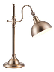 Aeyee Retro Table Lamp, Bedroom Reading Nightstand Round Shade Night Light, Arch Desk Lamp for Office Coffee Room Gold