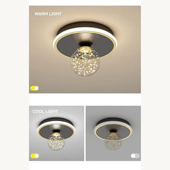 Aeyee Minimalist Globe Ceiling Light, LED Hallway Ceiling lamp with Glass Shade, Dimmable Round Lighting in Black