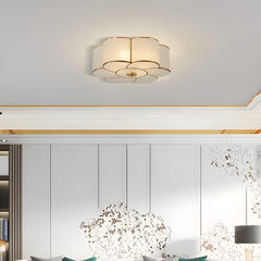 Aeyee Brass Flush Mount Ceiling Light, Vintage Frosted Glass Ceiling Lighting Fixture, 4 Lights Classic Ceiling Lamp