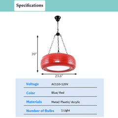 Aeyee Tire Shape Pendant Light Fixture, Vintage Hanging Light, Unique Round Ceiling Pendant Light