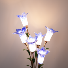 Aeyee Classic Style Table Lamp with Flower Glass Shade, Elegant Flower Night Light, Art Deco Accent Table Lamp for Bedroom Living Room