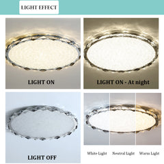 Aeyee Crystal Flush Mount Ceiling Light, Dimmable Close to Ceiling Light, Modern Crystal Chandelier, Round LED Ceiling Light Fixture