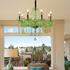 Aeyee Classic Crystal Chandelier, Vintage Candle Pendant Light Fixture, Adjustable Island Lights for Dining Room Foyer