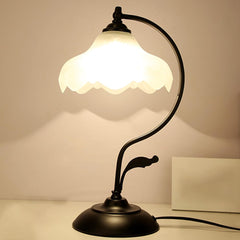 Aeyee Floral Table Lamp, Elegant Bedside Nightstand Lamps with Glass Shade, Vintage Night Light for Bedroom Living Room