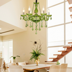 Aeyee Classic Crystal Chandelier, Vintage Candle Pendant Light Fixture, Adjustable Island Lights for Dining Room Foyer