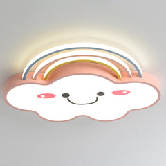 Aeyee Cloud Flush Mount Ceiling Light, Dimmable Kid's Bedroom Ceiling Light with Remote Control, Cartoon Rainbow LED Ceiling Lamp