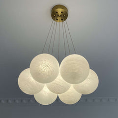 Glass Bubble Chandelier - Aeyee Ball Shape Pendant Light , Gold Base,  Decorative Chandelier for Living Room Dining Room Bedroom