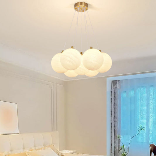 Glass Bubble Chandelier - Aeyee Ball Shape Pendant Light , Gold Base,  Decorative Chandelier for Living Room Dining Room Bedroom