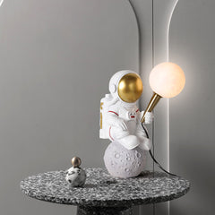 Aeyee Astronaut Table Lamp, Resin Night Light, Space Themed Table Light, Cute 3D Printed Moon Bedside Desk Lamp for Kids Bedroom, Nursery