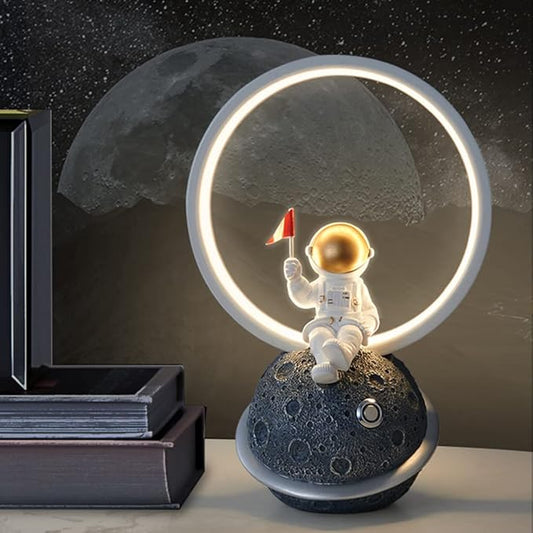 Aeyee Cute Bedside Lamp, Astronaut Night Light, Dimmable Table Lamp for Bedroom Reading Nightstand