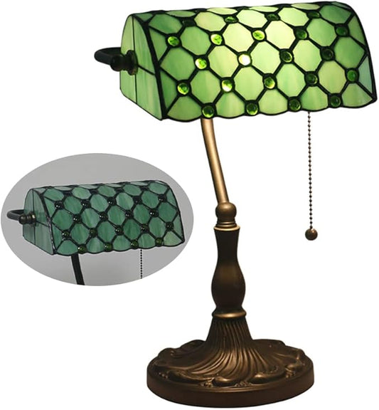 Aeyee Tiffany Table Lamp, Classy Night Light with Stained Glass Shade, Handmade Desk Lamp for Bedroom Nightstand