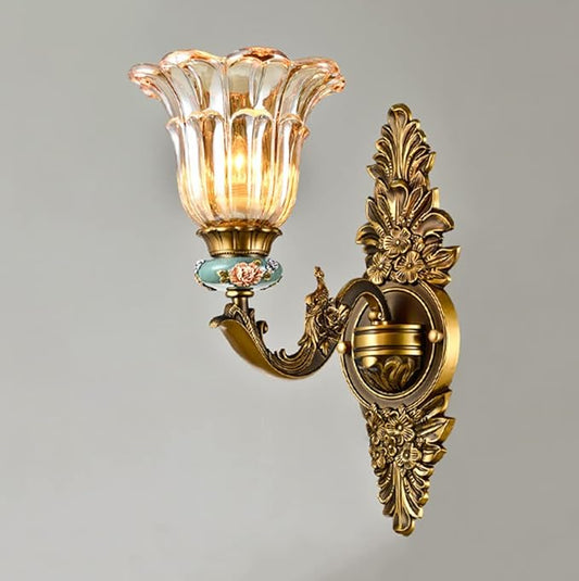 Aeyee Vintage Rustic Wall Sconce, Bedside Glass Wall Light, Porch Wall Lights for Bedroom, Hallway in Brass