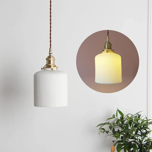 Aeyee Ceramic Pendant Light, Modern Hanging Lamp for Kitchen Island,Dinning Room,Bedroom White Finish