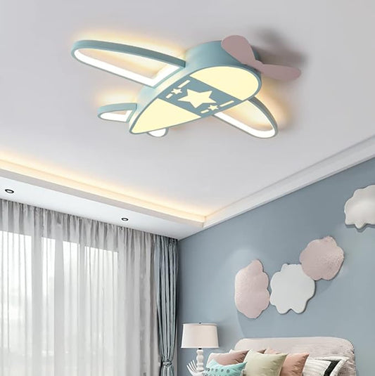 Aeyee Airplane Ceiling Light Kids, Cool Boy's Room Light, LED Cartoon Light Fixtures,Modern Kids Light with Remote Control, Dimmable