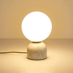 Aeyee Globe Bedside Lamp, Modern Cute Night Light with Glass Shade, Marble Base, Small Table Lamp for Bedroom