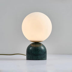 Aeyee Globe Bedside Lamp, Modern Cute Night Light with Glass Shade, Marble Base, Small Table Lamp for Bedroom