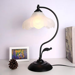 Aeyee Floral Table Lamp, Elegant Bedside Nightstand Lamps with Glass Shade, Vintage Night Light for Bedroom Living Room