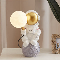 Aeyee Astronaut Table Lamp, Resin Night Light, Space Themed Table Light, Cute 3D Printed Moon Bedside Desk Lamp for Kids Bedroom, Nursery