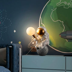 Aeyee Astronaut Table Lamp, Resin Night Light, Space Themed Table Light, Cute 3D Printed Moon Bedside Desk Lamp for Kids Bedroom, Nursery