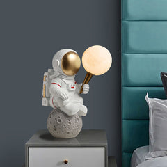 Aeyee Astronaut Table Lamp, Resin Night Light, Space Themed Table Light, Cute 3D Printed Moon Bedside Desk Lamp for Kids Bedroom, Nursery