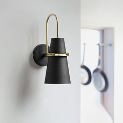 Aeyee Horn Wall Sconce, Modern Wall Mounted Lamp, Farmhouse Wall Light for Stairway Bedroom Black Finish