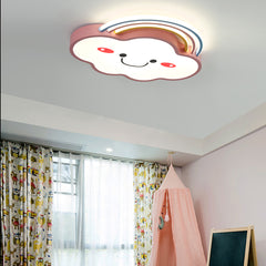 Aeyee Cloud Flush Mount Ceiling Light, Dimmable Kid's Bedroom Ceiling Light with Remote Control, Cartoon Rainbow LED Ceiling Lamp