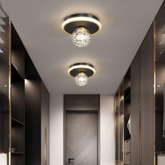 Aeyee Minimalist Globe Ceiling Light, LED Hallway Ceiling lamp with Glass Shade, Dimmable Round Lighting in Black