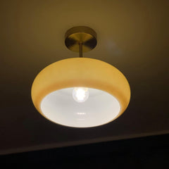 Aeyee Semi Flush Mount Ceiling Light, Hallway Ceiling lamp with Glass Shade, Vintage Hanging Light Fixtures, Orange Finish
