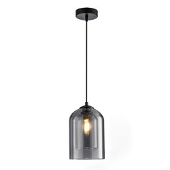Aeyee Modern Glass Pendant Light Fixture, Double Glass Hanging Light, Adjustable Ceiling Pendant Light for Bedroom Kitchen Island