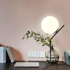 Aeyee Modern Bedside Lamp, Cute Night Light with Globe Shade, Mid Century Glass Ball Table Lamp for Bedroom Nightstand