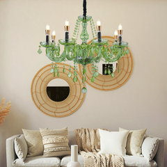 Aeyee Classic Crystal Chandelier, Vintage Candle Pendant Light Fixture, Adjustable Island Lights for Dining Room Foyer