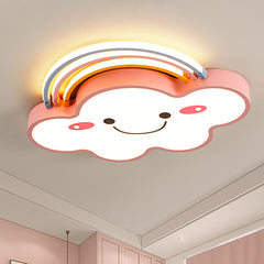 Aeyee Cloud Flush Mount Ceiling Light, Dimmable Kid's Bedroom Ceiling Light with Remote Control, Cartoon Rainbow LED Ceiling Lamp