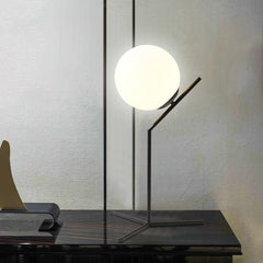 Aeyee Modern Bedside Lamp, Cute Night Light with Globe Shade, Mid Century Glass Ball Table Lamp for Bedroom Nightstand