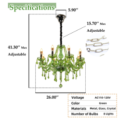 Aeyee Classic Crystal Chandelier, Vintage Candle Pendant Light Fixture, Adjustable Island Lights for Dining Room Foyer