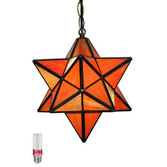 Moravian Star Pendant Light Fixture, Stained Glass Hanging Light, Vintage Tiffany Chandeliers for Foyer Kitchen Hallway