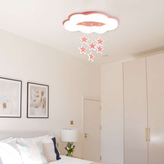 Aeyee Cloud Ceiling Light Fixtures, Kids Room Star Ceiling Light, Modern LED Ceiling Lamp for Girls Bedroom Nursery Pink Finish