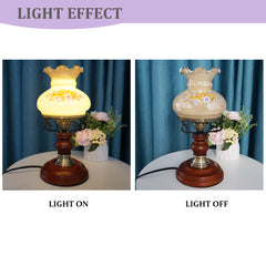 Aeyee Classic Table Lamp, Mid Century Bedside Lamp with Wood Base, Victorian Decor, Elegant Desk Lamp for Bedroom Nightstand