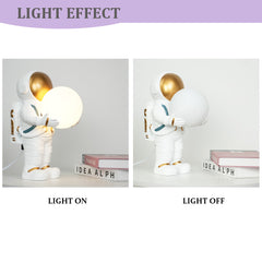 Aeyee Astronaut Table Lamp Cute Space Lamp Spaceman Bedside Lamp 3D Moon Space Decor Kids Night Light for Bedroom