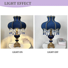 Aeyee Blue Table Lamp, Rustic Bedside Lamp with Resin Base, Cute Night Light, Accent Lamp for Bedroom Reading Nightstand