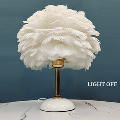 Aeyee Feather Bedside Lamp, Modern LED Night Light with Ceramic Base, Elegant Table Lamp for Bedroom