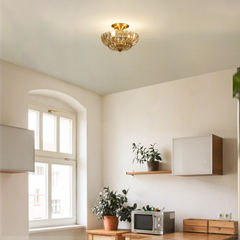 Aeyee Vintage Glass Flush Mount Ceiling Light, Petal Shape Ceiling Light Fixtures, Elegant Small Flush Chandelier for Hallway Entrance Kitchen