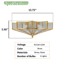 Aeyee Brass Flush Mount Ceiling Light, Star Shaped Ceiling Light Fixture, Mid Century Glass Ceiling Mount Lamp for Living Room Bedroom