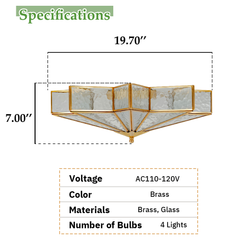 Aeyee Brass Flush Mount Ceiling Light, Star Shaped Ceiling Light Fixture, Mid Century Glass Ceiling Mount Lamp for Living Room Bedroom