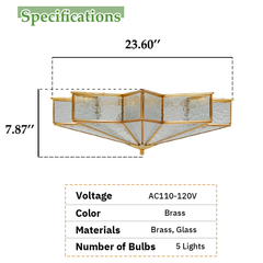 Aeyee Brass Flush Mount Ceiling Light, Star Shaped Ceiling Light Fixture, Mid Century Glass Ceiling Mount Lamp for Living Room Bedroom