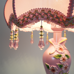 Aeyee Cute Table Lamp with Fabric Lampshade, Antique Flower Decorative Bedside Desk Nightstand Lamp, Handmade Night Light for Bedroom Living Room