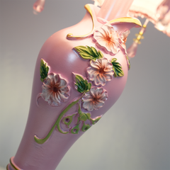 Aeyee Cute Table Lamp with Fabric Lampshade, Antique Flower Decorative Bedside Desk Nightstand Lamp, Handmade Night Light for Bedroom Living Room