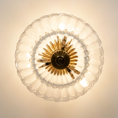 Aeyee Vintage Glass Flush Mount Ceiling Light, Petal Shape Ceiling Light Fixtures, Elegant Small Flush Chandelier for Hallway Entrance Kitchen