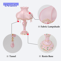 Aeyee Cute Table Lamp with Fabric Lampshade, Antique Flower Decorative Bedside Desk Nightstand Lamp, Handmade Night Light for Bedroom Living Room