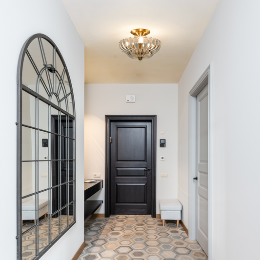 Aeyee Vintage Glass Flush Mount Ceiling Light, Petal Shape Ceiling Light Fixtures, Elegant Small Flush Chandelier for Hallway Entrance Kitchen