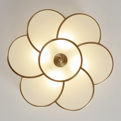 Aeyee Brass Flush Mount Ceiling Light, Vintage Frosted Glass Ceiling Lighting Fixture, 4 Lights Classic Ceiling Lamp